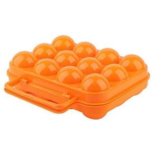 Jeffergarden Eierbak Opbergdoos Case Houder Dubbelzijdige Plastic Koelkast Container met Handvat Hold 12 Eieren Groen Blauw Oranje (Oranje)