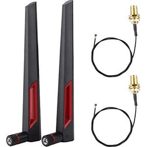 Bewinner 2PCS M.2 / NGFF draadloze netwerkkaart verbindingskabel + 2 * 8DBi netwerkantenne, draadloos LAN en WiFi router adapter, compatibel voor 9260NGW / 7265AC / 9650AC /