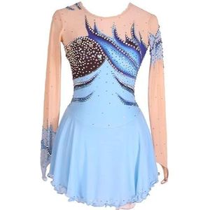 Blauw,11/13,PONNYC Handgemaakte Kunstschaatsjurk Voor Meisjes Glanzende Kristal Gymnastiek Trekpakjes Schaats Kleding Voor Wedstrijden Hoogelastische Buiten Sport Kleding
