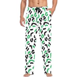 LI ZHI XIN Herenpyjamabroek, lange pyjamabroek, lente, herfst, dunne losse stijl, elastische tailleband met zak, S-XXL, dierenluipaardprint, Meerkleurig, S