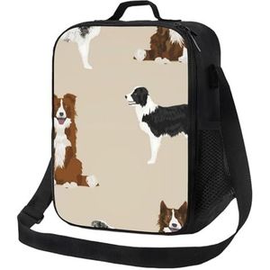 EgoMed Lunchtas, duurzame geïsoleerde lunchbox herbruikbare draagtas koeltas voor werk schoolgrens collie gemengde basic hondenras grens
