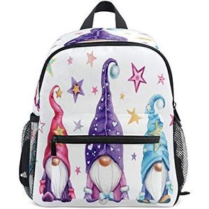 RXYY Kids Rugzakken Aquarel Magic Gnomes Stars Schouder Reizen Peuter School Tas Rugzak met Borstriem voor Meisjes Jongens