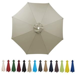 HonunGron Vervangende parasolluifel 2 m 2,7 m 3 m + 6 armen/8 armen vervanging parasol stoffen hoes voor tuintafel paraplu anti-ultraviolet vervangende parapludoek, Taupe, 3m / 8 Arms