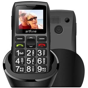 Artfone C1+ - Mobiele Telefoon voor Ouderen - Zwart - Dual SIM - 1800 mAh Batterij
