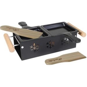 Raclette Duo Set op Waxinelicht – Inclusief Pannetjes, Houten Spatels en Houder