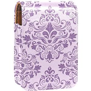 Gepersonaliseerde Lipstick Case Draagbare Make-up Tas Cosmetische Pouch Lippenstift Houder Make-up Organizer Damast Romeinse Bloemen, Meerkleurig, 9.5x2x7 cm/3.7x0.8x2.7 in