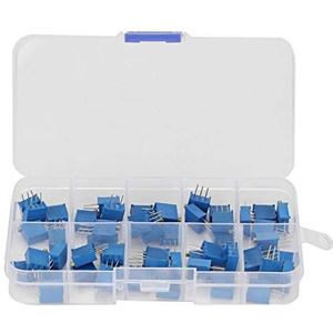 50 stks 10 Waarden Blauw Multiturn Variabele Weerstand Trimmer Pot Aanpassing Potentiometer Assortiment Kit 3296 W voor Building Elektronica Projecten