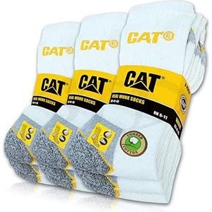 CAT® Real Work Socks voor dames en heren, werksokken business, 9 paar sokken, kousen maat, grote keuze, 35-50, wit, 9 paar, 39-42 EU
