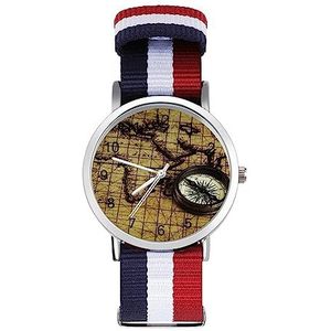 Retro Globe Kaart Kompas Automatisch Horloge voor Mannen Vrouwen Mode Quartz Horloge Armband Polshorloge voor Thuiskantoor