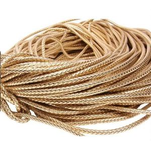 2-5 meter bruin gevlochten ronde PU lederen koord touw 3 4 5 6 8 10 12 mm ronde lederen koord string touw DIY ketting armband maken-goud-8 mm 2 meter