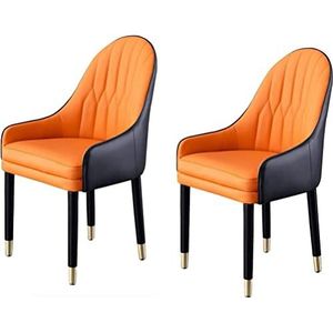 GEIRONV Moderne eetkamerstoelen set van 2, woonkamer fauteuil emulsie gestoffeerde kamerstoelen zacht microvezel lederen kussen en massief houten poten Eetstoelen (Color : I, Size : 2pcs)