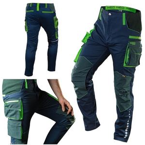 NEO TOOLS Premium werkbroek voor heren, 62% katoen, 35% polyester, 3% elastaan 250 g/m2, maat XS-3XL, kniegebied versterkt met cordura, Donkerblauw, S