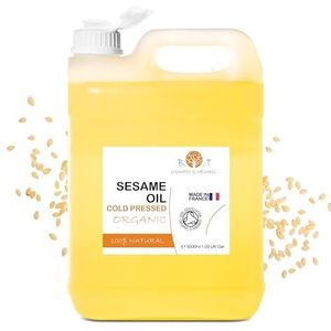100% pure biologische sesamolie, koudgeperst, huid- en haarverzorging, ayurveda-massage, antioxidant, multifunctioneel, voedt haar en huid 5000 ml