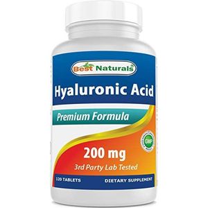 Best Naturals Hyaluronzuur 200 mg 120 tabletten (niet-GMO, glutenvrij) - Bevordert de jeugdige gezonde huid en een gezonde gewrichtsfunctie
