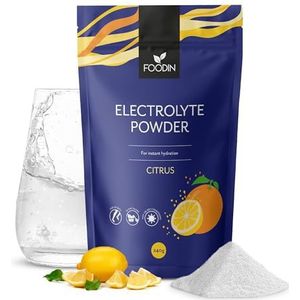 FOODIN Elektrolyten Poeder 240 g – Suikervrij Isotoon Sportdrank Poeder met OptiMSM, Vitamine C & Guérande Zeezout – Hydratatie & Energie (Citrus)