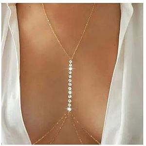 Cubahop Sparkle Crystal Borst Ketting BH Bikini Ketting Harnas Body Chain Zomer Strand Nachtclub Sieraden Verstelbaar voor Vrouwen en Meisjes (Zilver)