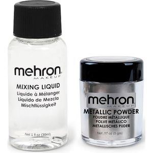 Mehron Metallic Powder - Silver en Mixing Liquid
