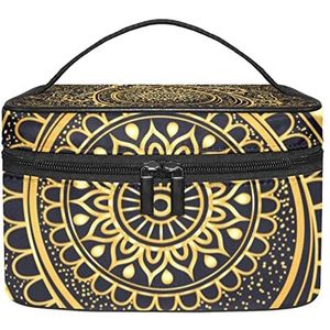 Mandala Zeeschildpad make-up organizer tas, reismake-up tas organizer case draagbare cosmetische tas voor vrouwen en meisjes toiletartikelen, Meerkleurig, 22.5x15x13.8cm/8.9x5.9x5.4in