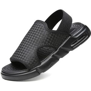 Herenschoenen Slippers Gewatteerde casual pantoffels Comfortabel Street Cool Strandschoenen met zachte zool Zwarte gebreide sandalen (Color : Black 2, Size : 41)