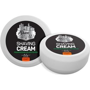 The Shave Factory Shaving Cream Soap - De Ultieme Scheerzeep voor een Gladde en Verzorgde Scheerervaring - Hoogwaardige Ingrediënten en Luxe Geur 125ML (Frankincense & Black Pepper)