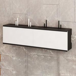 XCLOOZGL Modern Stijl Wifi Router Opbergdoos Verstopper Grote Capaciteit Projector Plank Wandmontage of Bureaublad Kabelmanagement Doos Houten Modem Organizer Stekkerdoos,B,100X11X21CM