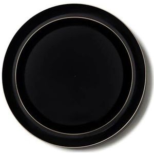 Decor Decorline Premium herbruikbaar feestservies set 20 borden Edge collectie, herbruikbaar bord zwart met gouden rand, set van 2 maten, 10 x 26 cm + 10 x 21 cm, elk 10 stuks, zwart/goud