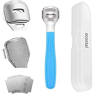 Econtal Eeltschaaf, Eeltverwijderaar, Eeltrasp Voet, Eeltschraper voor Voetverzorging, Voetvijl Eelt Dossier, met Kunststof Handvat, 10 Mesjes en Doos