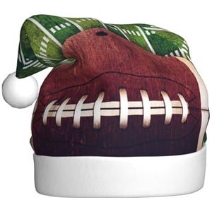 ErKaL American Football Field And Ball Printed Santa Hoed,Kerst Hoed Voor Volwassene,Pluizige Kerst Kerstman Hoed Voor Vrouwen Heren Vakantie Party