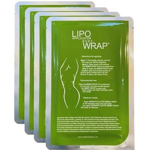 Lipo Applicator Lichaam spakking Verstevigende Patches - Groene Thee, Guarana & Zeewier Wikkels | Anti-cellulitis Wikkels voor Versteviging & Contouren van Buik, Taille, Armen & Buik - 4 Wikkels