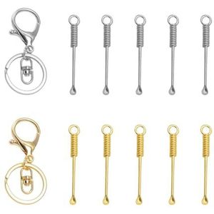 10-Delige Poederlepel En 2-Delige Hangende Gespen, Speciale Lepels Voor Het Nemen Van Medisch Poeder, Metalen Mini-Medicijnlepel, Eenvoudig Magazijn En Keukengereedschap.