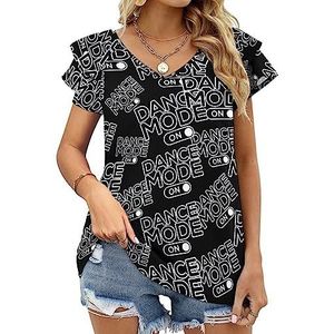 Dance Mode On Dames Casual Tuniek Tops Ruches Korte Mouw T-shirts V-hals Blouse Tee