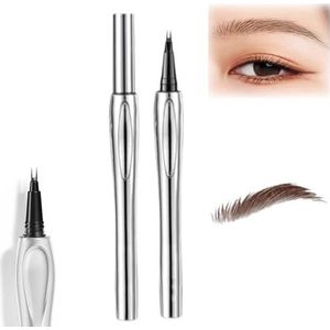 Cooklesa Eyebrow, Cooklesa Upgraded Natural Waterproof Eyebrow Pen with Microfine Tip, Two-Pronged Eyebrow Pencil, Long-Lasting Natural Brow 3D Waterproof Microblading Eyebrow Pen (01 Brown)