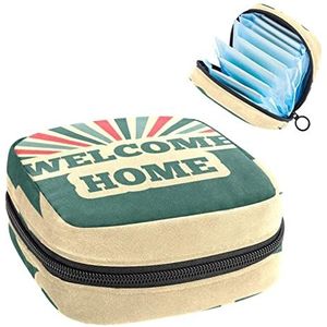 Welkom Thuis, Periode Pouch Draagbaar,Tampon Opbergtas,Tampon Houder voor Portemonnee Vrouwelijke Product Organizer, Meerkleurig, 4.7x6.6x6.6 in/12x17x17 cm