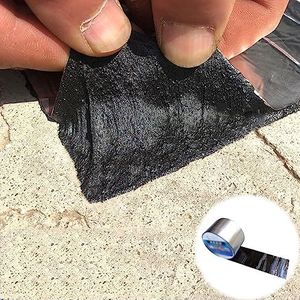 Asfaltplamuur asfaltscheurband, Bitumineuze aluminiumfolietape for het repareren van daklekken, zelfklevend, verschillende maten(0.33x1m)
