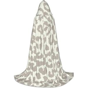 YQxwJL Bruine patroon luipaardprint unisex mantel met capuchon, heksen tovenaar cape mantel, voor Halloween cosplay, feestkostuum