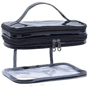 Make-uptas Transparante Make-uptas Grote Capaciteit Droge en Natte Scheiding Waterdichte Tas Draagbare Reizen Cosmetica Opslag Ba Make Up Bag, Zwart, Eén maat