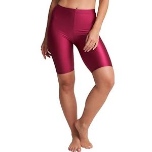 undercover lingerie Womens glanzende super rekbare lycra legging fietsen dans shorts, Kastanjebruin, S-M