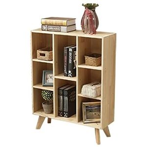 Boekenkasten Massief houten boekenplank kast poot frame ontwerp boekenkast open compartiment rek boekenkast grote capaciteit 8 raster boekenplanken Ruimtebesparend
