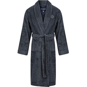 Sandhurst Textured Soft Fleece Dressing Gown with Tie Waist in Navy & Grey – Tokyo Laundry - M