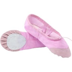 Meisjesballetschoenen canvas balletdansslippers voor vrouwen, kinderen, klassieke praktijk split-zool, 5 kleuren, platte dans voor volwassenen (P-roze, 43 (25 cm))