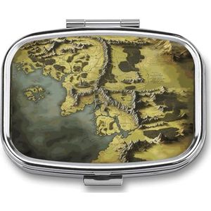 Midden Aarde Kaart Pillendoos Pil Case Leuke Pil Organizer Pil Houder Geneeskunde Pil Organizer Pil Container Dagelijkse Pil Organizer Kleine Pillendoos Pil Case voor Portemonnee Pocket