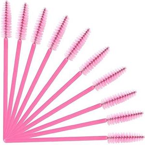 50 stuks mascara toverstokken, wimperborstel voor wenkbrauw wimpers verlenging (zwart) (roze)