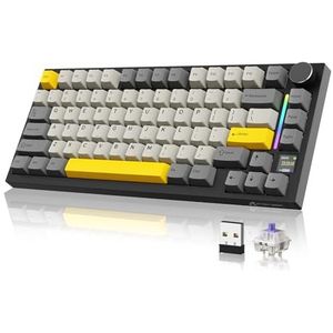 YINDIAO ATTACK SHARK X820 Ultra Gasket Mechanisch Toetsenbord met TFT-scherm en Knop, 75% ANSI-indeling, 2,4 GHz/BT/Bedraad, 5 Noise-Absorbing Foams, Hot-swap, for PC,MAC (Zwart, Cadeau Switch)