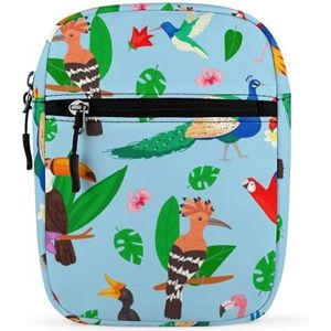 Tropische Vogels Jungle Zomer Mini Crossbody Tas Unisex Anti-Diefstal Side Schoudertassen Reizen Kleine Messenger Bag