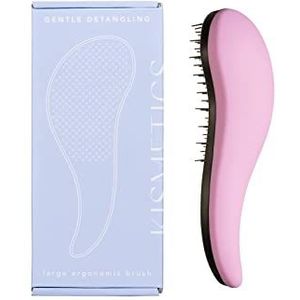 Grote ergonomische borstel, zacht ontwarrend, ontwarrende haarborstel voor alle haartypes, nat of droog haar (lavendelroze)