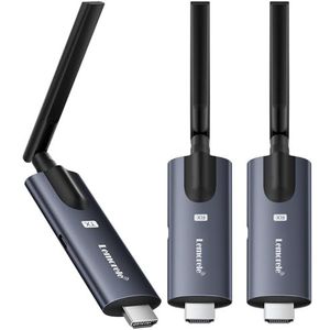 Draadloze HDMI-zender en 2 ontvangers, Lemorele 1080p HDMI draadloze transmitter, ondersteunt 1 zender naar 4 ontvangers, max. streaming video voor laptop, camera, tv-box naar HDTV, monitor, projector