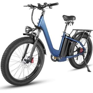 Skivogr City E-bike, elektrische fiets, 26 inch x 4,0 mountainbike met 48 V 12,5 Ah accu, MTB, E-bike, voor dames en heren, fiets met kleurendisplay, led- en app-besturing (blauw)