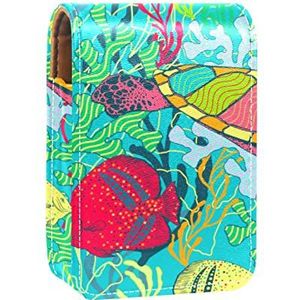 Gepersonaliseerde Lipstick Case Draagbare Make-up Tas Cosmetische Pouch Lippenstift Houder Make-up Organizer Zee Schildpad Vispatroon Kleurrijke, Meerkleurig, 9.5x2x7 cm/3.7x0.8x2.7 in
