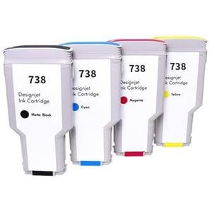 Geschikt for H-*0P 738 inktpatronen, D-signJet T850 T950 printer, grootformaat pigment(130ML- MBK)