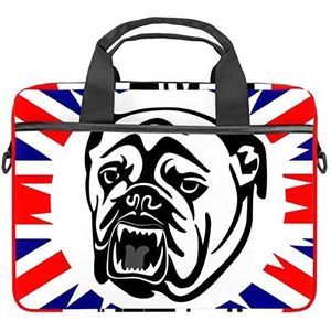 Hond Bulldog Engeland Vlag Laptop Schouder Messenger Bag Crossbody Aktetas Messenger Sleeve voor 13 13.3 14.5 Inch Laptop Tablet Beschermen Tote Bag Case, Meerkleurig, 11x14.5x1.2in /28x36.8x3 cm